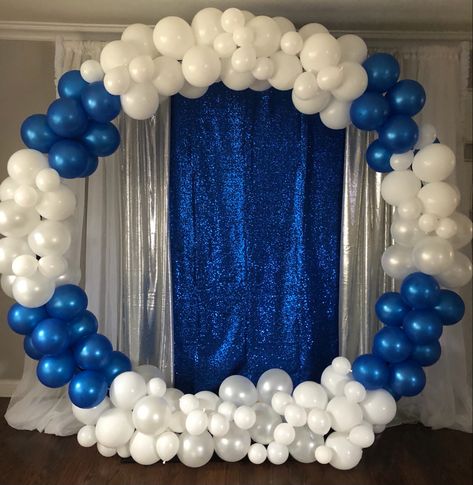 Balloon circle Circle Arch Balloons, Circle Backdrop With Balloons, Balloon Circles, Balloon Circle, Bautizo Ideas Boy, Event Backdrops, Bautizo Ideas, Balloons Blue, Wedding Planning Packages