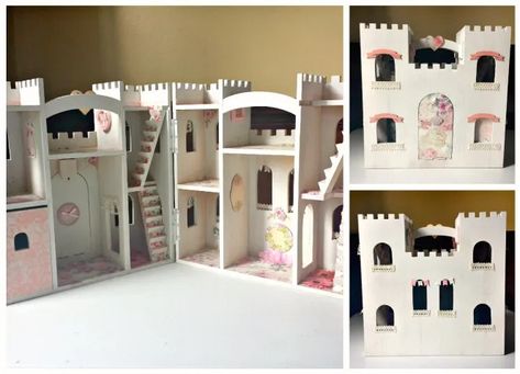 Shabby Chic Wooden Castle – Wonderful Creations Blog Wood Castle Dollhouse, Michaels Castle Dollhouse, Castle Cardboard, Playset Diy, Wooden Toy Castle, Dollhouse Castle, Wood Castle, Castle Diy, Castle Dollhouse