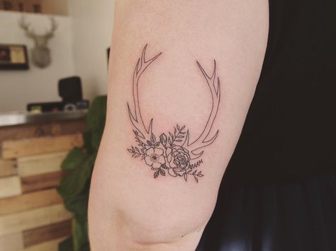 delicate antler tattoo for Hayley Deer Antler Tattoos, Deer Antler Tattoo, Antler Tattoos, Antler Tattoo, Deer Tattoo Designs, Antler Flower, Country Tattoos, Deer Tattoo, Butterfly Tree