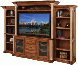 Amish Entertainment Centers Fireplace Corner, Wall Entertainment Center, Entertainment Center Wall Unit, Entertainment Center Furniture, Entertainment Center Design, Wood Entertainment Center, Home Entertainment Centers, Entertainment Center Repurpose, Entertainment Center Decor