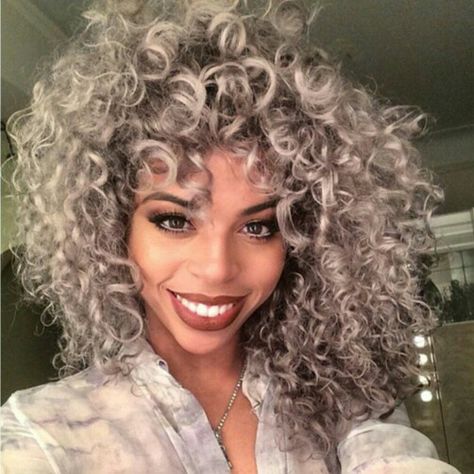 Ice blonde hair Platinum Blonde Hair Curly, Platinum Blonde Hair Women, Gray Curly Hair, Blonde Curly Hair Natural, Diva Hair, Salon Hair Color, Granny Hair, Grey Curly Hair, Biracial Hair