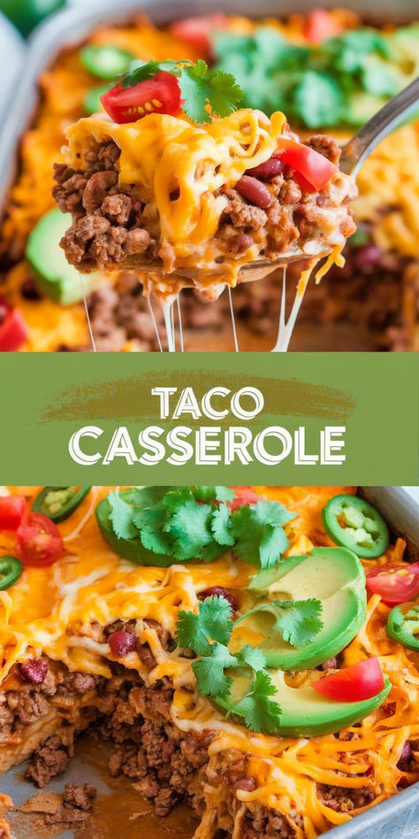 This Taco Casserole is a fun and flavorful twist on classic tacos! Seasoned beef, gooey cheese, and all your favorite taco toppings baked to perfection—perfect for a quick, satisfying meal. Beef Taco Topping Ideas, Ground Beef Taco Recipes, Classic Tacos, Taco Dinners, Taco Casserole With Tortillas, Crockpot Taco Meat, Taco Casserole Bake, Taco Recipes Ground Beef, Beef Taco Casserole