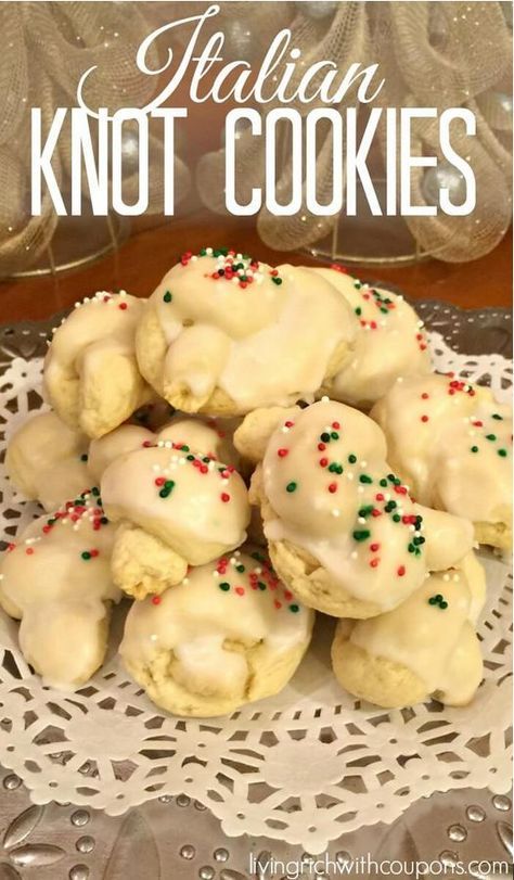 Italian Knot Cookies are a Family Tradition and a Family Favorite around here and you don’t have to be Italian to make or fall in love these these delicious cookies.  Actually I don’t know why they are considered cookies.  They are more like little cakes that are iced with a anise flavored icing.  So yummy! #italianknotcookierecipe #christmas Italian Knot Cookies, Best Italian Cookie Recipe, Anise Cookie Recipe, Anisette Cookies, Knot Cookies, Italian Anise Cookies, Italian Easter Cookies, Italian Christmas Cookie Recipes, Anise Cookies