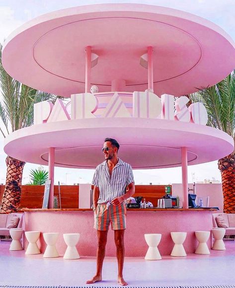 Paradiso Ibiza Art Hotel 📷: @motiankari Mediterranean Hotel, Ibiza Art, Rooftop Restaurant Design, Pink Hotel, Julia Clancey, Kazakhstan Travel, Longchamp Travel, Beijing Travel, Art Hotel