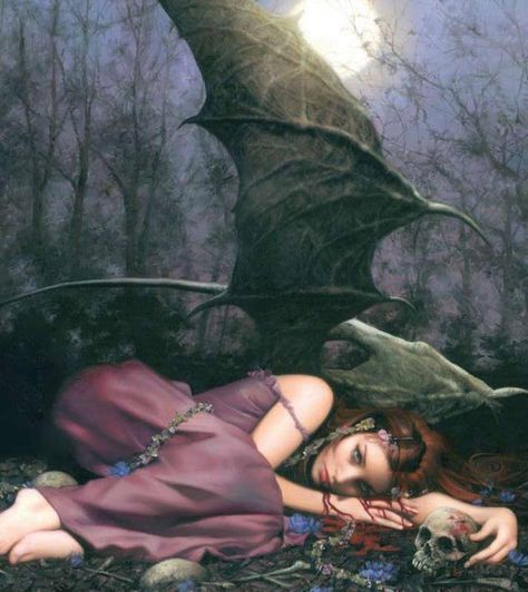 Goth Girl With Bat Wings Aqua Regia, Pop Culture Art, Salou, Dark Gothic, Angels And Demons, Dark Angel, Arte Fantasy, Gothic Art, On The Ground