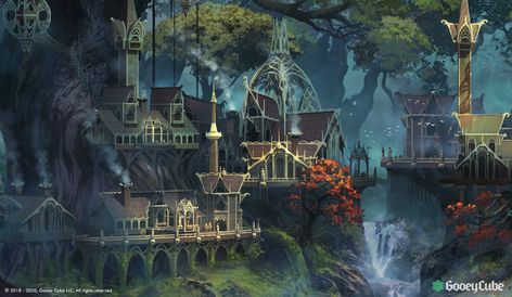 ArtStation - Elven city in forest, Ferdinand Ladera Elf City, Elven Tree, Fantasy Artwork Landscape, Elven City, Fantasy Town, Concept Art World, Lotr Art, Forest City, Environment Art