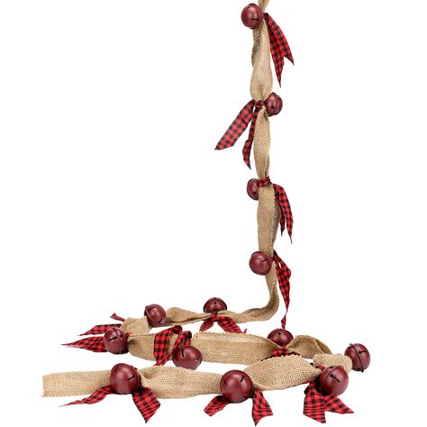 PRICES MAY VARY. Package contains: you will receive a Christmas rustic burlap garland with 20 bells above, the total length of the sleigh-bells garland is about 9 feet, and the width of the garland is about 2 inches, and the size of the bells is about 1.5 inches, suitable for you to use Exquisite design: these sleigh bells are designed with hollow stars, embody the essence of American style and complement the bold rustic motif, suitable for you to use, chic and novel, can make your home or offic Ribbon Garland Christmas Tree, Ribbon Garland Christmas, Garland Hanger, Garland Christmas Tree, Antique Christmas Tree, Bow Garland, Burlap Garland, Christmas Rustic, Buffalo Plaid Ribbon