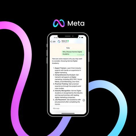 Here is the answer I got for the question why choose Kenme Digital Academy from WhatsApp Meta AI ✅ Exactly what is WhatsApp Meta AI this is the answer for you 👇🏻 With Chat GPT’s launch in 2022, everyone has been impressed by how quickly it can respond to inquiries and help with everyday tasks. Imagine an intelligent bot helping you with your smartphone’s most popular apps. With the help of Meta AI, this is now possible. WhatsApp, Facebook Messenger, Instagram users can now access Meta AI, w... The Group Chat, Job Placement, Popular Apps, Facebook Messenger, Digital Marketing Company, Case Study, Instagram Users, Krishna, The Help