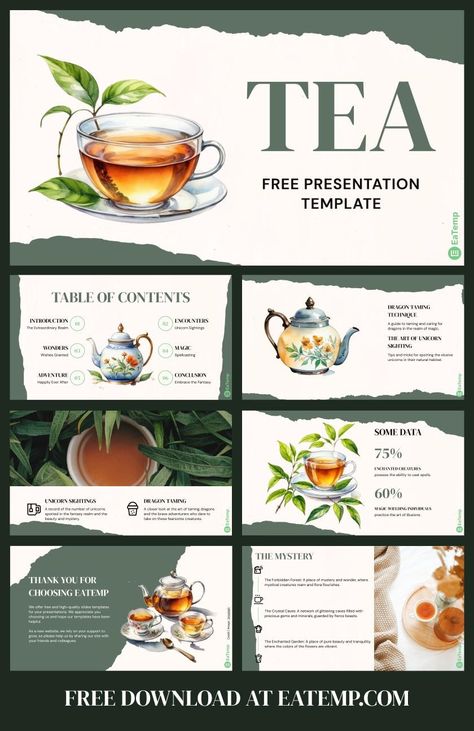 Tea 13 Ppt Design Ideas, Academic Presentation, Tea Presentation, Infographic Inspiration, Presentation Design Layout, Presentation Ideas, Google Slides Theme, Student Life Hacks, Ppt Design