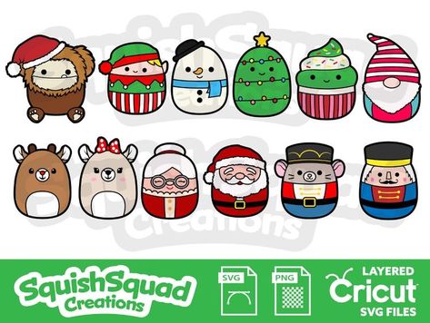 Cricut Squishmallow, Paper Plushies, Squishmallow Drawing, Squishmallows Christmas, Cute Squishmallows, Squishmallow Christmas, Design Bundles Svg, Procreate Ipad Tutorials, Homemade Stickers