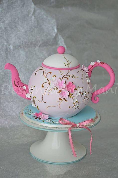 Tea Pot Cake, Pot Cake, Teapot Cake, Pot Cakes, Tea Party Cake, Mini Torte, Baker Cake, Novelty Cakes, Gorgeous Cakes