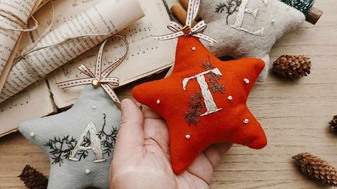 Personalized Christmas Embroidered Star Ornament | Personalized Christmas Ornaments | Hand Embroidered Ornaments | Christmas Decoration Embroidered Star Ornament, Personalised Christmas Ornaments, Hand Embroidered Christmas Ornaments, Initial Christmas Ornaments, Embroidered Ornaments, Embroidered Christmas Ornaments, Etsy Home, Embroidered Christmas, Personalized Stockings