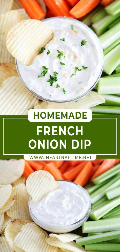 Homemade Onion Dip, French Onion Dip Recipe, Homemade French Onion Dip, Chip Dip Recipes, Summer Fruit Recipes, Onion Dip Recipe, Homemade Sour Cream, Easy To Make Appetizers, Bowl Party Food