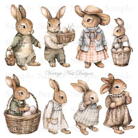 Storybook Art Illustrations, Bunny Clip Art, Easter Clip Art, Clip Art Design, Storybook Art, Easter Clipart, Nest Design, Bunny Easter, Art Bundle