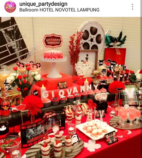 VIP Red Carpet Birthday Party Dessert Table and Decor Red Carpet Dessert Table, Red Carpet Birthday Party, Red Carpet Birthday, Vip Red Carpet, Birthday Party Dessert Table, Red Carpet Theme, Vip Table, 13th Birthday Party, Red Carpet Party