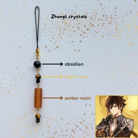 Zhongli phone charm with obsidian and tiger’s eye ☄️ ★彡[ꜱʜᴏᴘ ʟɪɴᴋ ɪɴ ʙɪᴏ]彡★ Handmade with ʀᴇᴀʟ ᴄʀʏꜱᴛᴀʟꜱ. ˚ ༘♡ ⋆｡˚𝓲𝓰𝓷𝓸𝓻𝓮 𝓽𝓱𝓮 𝓽𝓪𝓰𝓼 ˚ ༘♡ ⋆｡˚ #genshin #genshinimpact #genshinimpactedit #genshinimpactfanart #genshinimpactmihoyo #mihoyo #hoyolab #handmade #beads #explore #explorepage #navia #yaemiko #raidenshogun #hutao #fyp #phonecharm #phonestrap #smallbiz #smallbusiness #beads #xiao #furina #xianyun #neuvillette #venti #nahida #zhongli #kazuha Genshin impact phone charms Kazuha Genshin Impact, Kazuha Genshin, Genshin Cosplay, Phone Charms, Handmade Beads, Phone Charm, Genshin Impact, Bracelet, Beads