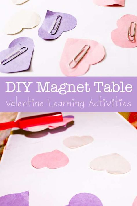 One fun hands on activity to learn in many ways! I love this magnet activity table with some many magnet activity ideas to do with it! Magnet Activities, Diy Magnets, February Crafts, Valentine's Day Crafts, Valentine's Day Crafts For Kids, Preschool Valentines, Valentine's Week, Valentine Activities, Toddler Valentines