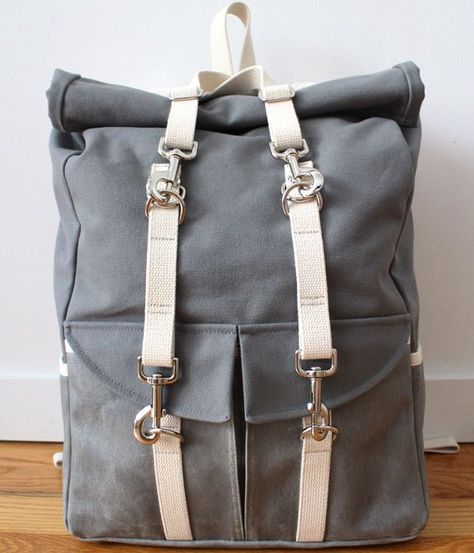 Canvas Roll Top Backpack, Version 2.0 | TaylorTailor | Bloglovin’ Diy Backpacks, Roll Top Backpack, Rolltop Backpack, Diy Backpack, Backpack Pattern, Top Backpacks, Mens Gear, Roll Top, Leather Projects