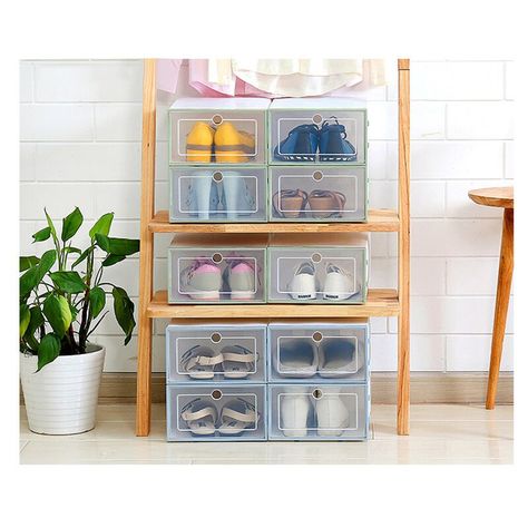 Rebrilliant Foldable Plastic Transparent Shoe Box Storage & Reviews | Wayfair Clear Plastic Shoe Boxes, Shoe Box Storage, Shoe Drawer, Plastic Shoe Boxes, Shoe Organizers, Boot Storage, Foldable Shoes, Door Shoe Organizer, Can Storage