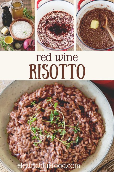 This simple red wine risotto without cheese is an easy risotto recipe where red wine is the key flavour element. For that reason we’re using slightly more wine here than in other risotto recipes. The result is a rich and velvety red wine risotto with a distinctive aroma and a vibrant colour. Red Wine Risotto, Wine Risotto, Healthy Risotto, Side Dish Easy, Easy Risotto, Risotto Recipes Easy, Red Wine Recipe, Vegan Risotto, Vegetarian Casserole