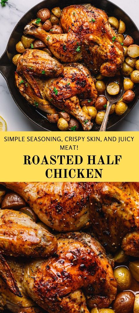 Roast Half Chicken, Chicken Roasted, Half Chicken, Lemon Thyme, Oven Roasted Chicken, Oven Chicken, Roast Chicken Recipes, Spice Rub, Best Chicken Recipes