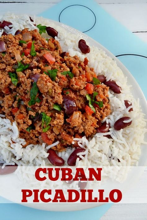 Cuban Picadillo Chicken Picadillo, Cuban Picadillo, Spicy Dinner, Cuban Chicken, Picadillo Recipe, Best Lunch Recipes, Best Beef Recipes, Rice And Beans, Kebab Recipes