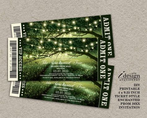 tickets for memory Prom Ticket Design, Enchanted Backyard, Enchanted Prom, Enchanted Forest Prom, Prom Invites, Enchanted Forest Decorations, Prom Tickets, Prom Posters, Enchanted Night