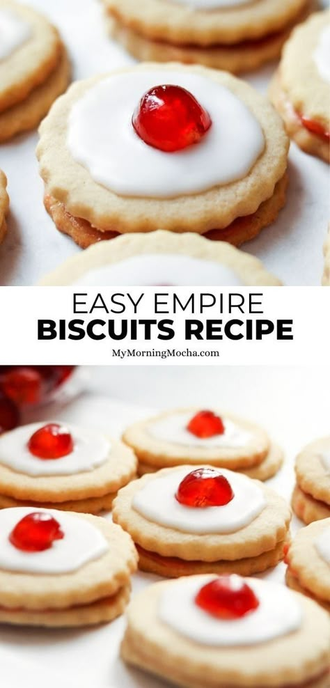 Imperial Cookies Recipes, Empire Cookies Recipe, Empire Biscuits Scottish, German Biscuits Recipes, Biscuit Cookies Recipe, Tea Biscuits Recipes, Tea Biscuits Easy, English Tea Biscuit Recipe, Scottish Biscuits