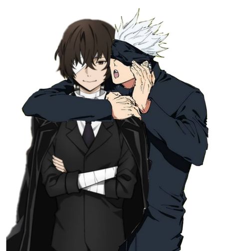 Gojo Satoru And Dazai Osamu, Gojo And Dazai Fanart, Gojo X Dazai, Gojo And Dazai, Drarry Fanart, Banana Art, Dazai Bungou Stray Dogs, Sonic Funny, Dog Icon