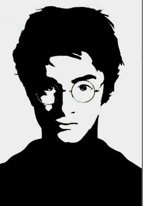 Harry Potter Black And White Art, Harry Potter Black And White Drawing, Pop Art Portraits Black And White, Black And White Simple Drawings, Harry Potter Pop Art, Harry Potter Black And White, Pop Art Black And White, Harry Potter Stencils, Simple Pop