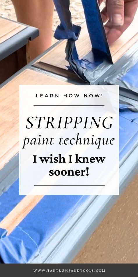 a wooden dresser drawer with blue painters tape being removed Strip Paint From Wood, Stripping Paint From Wood, Removing Paint From Wood, Stripping Wood Furniture, Furniture Stripping, Sanding Furniture, Diy Furniture Makeover Projects, How To Remove Paint, Strip Paint