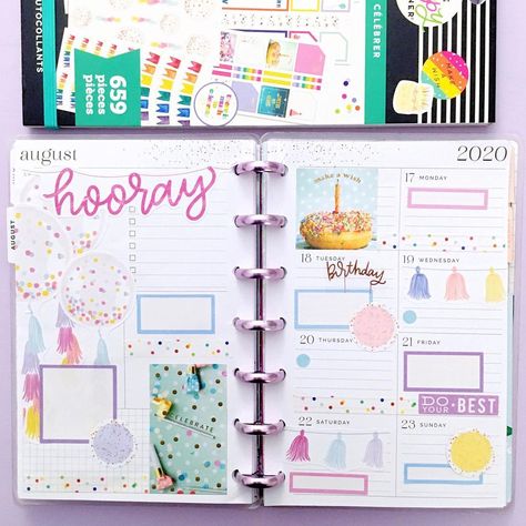 August Planner, Dashboard Layout, Horizontal Planner, Planner Spreads, Happy Planner Layout, Planner Layouts, Birthday Week, Plan With Me, Planner Dashboard