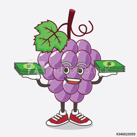 Grape Fruit cartoon mascot character with money on hands #AD , #cartoon, #Fruit, #Grape, #mascot, #hands Wild Bunch, Fonts Creative, Cartoon Fruit, Fruit Cartoon, Cartoon Mascot, Mascot Character, Art Fonts, Digital Illustration, Grapes