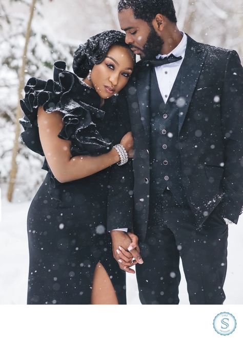 Black Couple, Munaluchi Bride, Couples Engagement Photos, Black Love Couples, Winter Engagement Photos, Engagement Poses, Engagement Photo Poses, Couple Photoshoot Poses, Brides Magazine