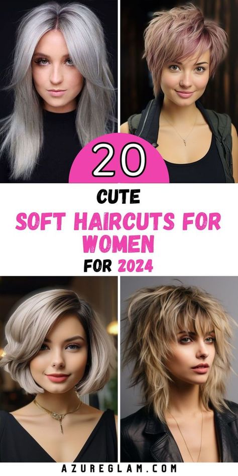 Explore the world of soft haircuts for women in 2024 and redefine your beauty with understated elegance. Our curated collection offers a diverse range of soft haircut options for women of all ages and preferences. Whether you prefer a playful mullet or a more classic style, we have the perfect soft haircut to match your personality. Step into 2024 with confidence and style, and let your hair reflect your inner beauty and grace. Soft Haircut, Modern Mullets, Haircut Options, Soft Updo, Rocker Hair, Course Hair, Haircuts Ideas, Latest Haircuts, Modern Mullet