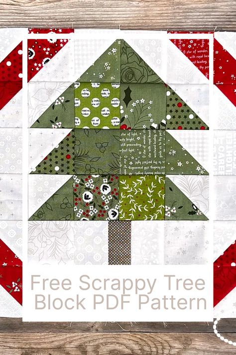 A Free PDF downloadable tree quilt block pattern designed by Corey Yoder of Coriander Quilts Swiss Cross Quilt Pattern Free, Christmas Tree Quilt Free Pattern, 6 Inch Tree Quilt Block Pattern, Patchwork Christmas Trees, Christmas Tree Quilt Block Pattern, Free Christmas Tree Quilt Block Patterns, Scrappy Christmas Tree Quilt, Christmas Patchwork Ideas Free Pattern, Christmas Tree Block Free Pattern