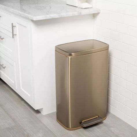 45l Rectangle Step Trash Can Gold - Made By Design™ : Target Trash Disposal, Kitchen Trash Can, New Kitchen Gadgets, Metal Steps, Kitchen Trash, Spice Containers, Farmhouse Style Kitchen, Old Kitchen, Trash Bins