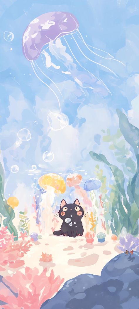 Computer Wallpaper Hd, Kawaii Cats, Fish Wallpaper, Iphone Wallpaper Themes, Cute Wallpaper For Phone, Wallpapers Backgrounds, Pretty Wallpapers Backgrounds, Pastel Wallpaper, Kawaii Wallpaper