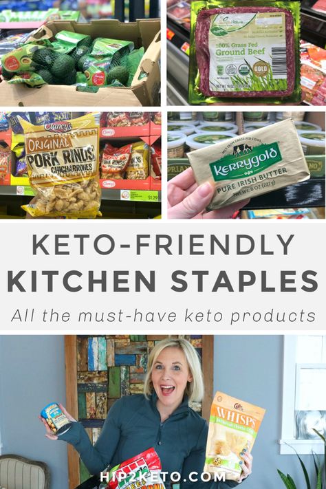 In every keto household, there's an unspoken list of must-have-at-all-times staples for the kitchen. Our resident keto eaters at Hip2Keto have spoken, and here's what they always have on hand. #keto #lowcarb #ingredients #kitchen #staples #musthave #ketofriendly Keto Staples List, Keto Pantry Staples, Keto Fridge Staples, Keto Staples, Almond Milk Cheese, Kerrygold Butter, Kitchen Staples, Chipped Beef, Irish Butter