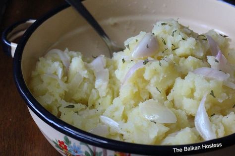 Balkan Salad, Krompir Salata, Vinegar Potato Salad, Vegan Cabbage Rolls, Pickled Cabbage, Serbian Recipes, The Balkans, Days Before Christmas, Kinds Of Salad