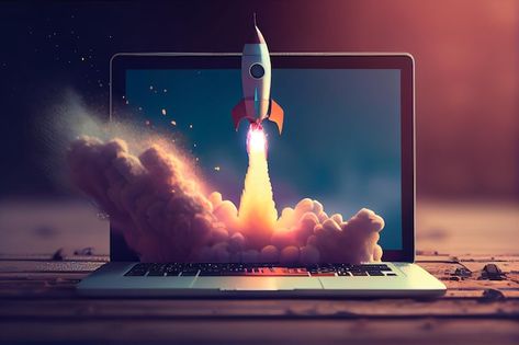 Photo laptop with a rocket taking off co... | Premium Photo #Freepik #photo #business-launch #startup-rocket #startup-background #new-start Launching Business, Blockchain Design, Startup Illustration, Kv Design, Rocket Launching, Earning Money Online, Social Media Branding Design, Media Branding, Rocket Launch