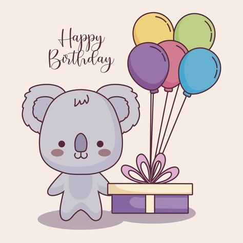 Cute Birthday Wishes, Short Birthday Wishes, Happy Birthday Cat, Happy Birthday Png, Birthday Illustration, Happy Birthday Posters, Happy Birthday Frame, Cute Koala, Happy Birthday Pictures