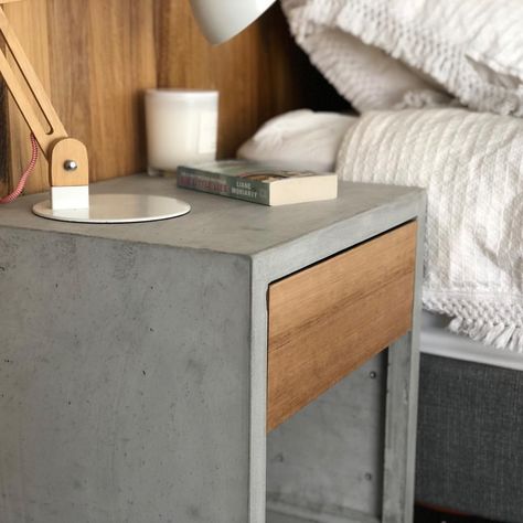 Cement Nightstand, Bedside Table Concrete, Rustic Floating Bedside Table, Floating Bedside Table Grey, Cement Bedside Lamp, Concrete Furniture, Rimini, Bedside Tables, Floating Nightstand