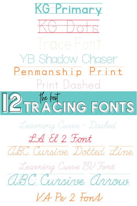 12 Free Tracing Fonts including both print and cursive writing styles. These free tracing fonts are perfect for practicing letter and word writing as well as memorization and letter formation! Cursive Writing Fonts, Tracing Cursive Letters, Cursive Fonts Handwritten, Cursive Handwriting Fonts, Tracing Font, Best Cursive Fonts, Free Cursive Fonts, Svg Patterns, Teaching Cursive