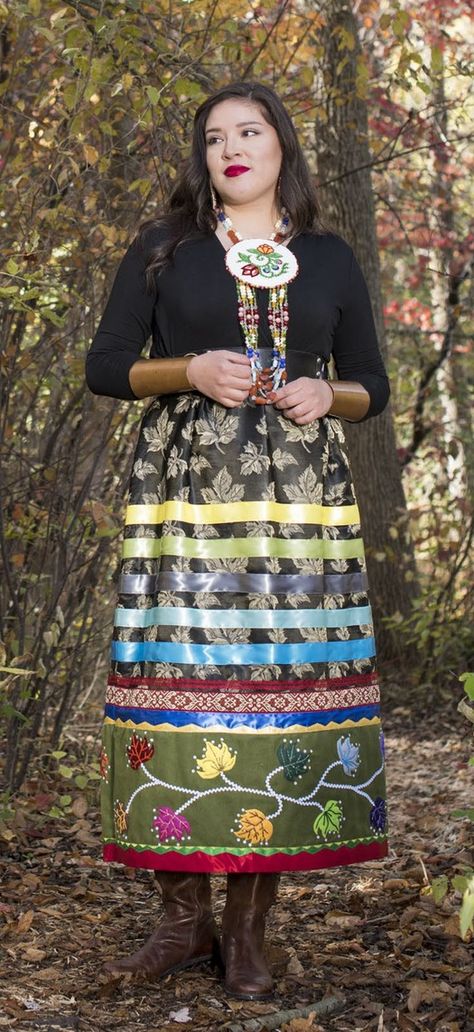 Great Lakes Woodland Skirt by Lavender Hunt Native Beauty, Native American Dress, Traditional Skirts, Jingle Dress, Leaf Skirt, Ribbon Skirt, Native American Regalia, Indian Skirt, Native Dress