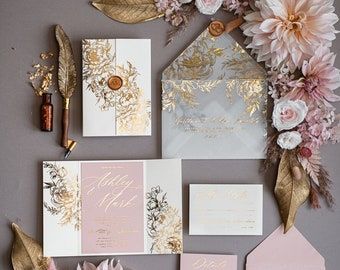 Pink Wedding Invites, Marble Invitation Wedding, Blush Invitations, Shine Wedding Invitations, Rose Gold Wedding Invitations, Blush Pink Wedding, Gold Foil Wedding Invitations, Bespoke Wedding Invitations, Gold Foil Wedding