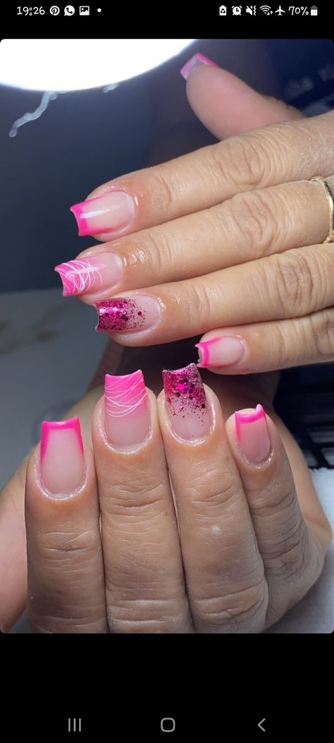 Ombre Nail Designs, Square Nails, Ombre Nails, Short Nails, Pink Nails, Nail Designs, Nails, Beauty, Minions