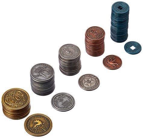 PRICES MAY VARY. Metal coin add on for scythe 80 Piece set of custom metal coins Perfect for scythe by Stonemaier Games, or for many other games that would look and feel great with high quality metal money These 80 custom metal coins will enhance playing scythe With over 5 different kinds and custom artwork, these metal coins are a great addition to scythe Jules Aesthetic, Coin Games, Fake Money, Metal Accessories, Different Kinds, Game Pieces, Silver Bars, Game Dice, Httyd