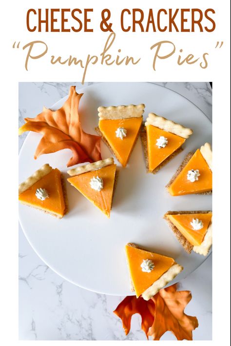 How cute are these?? They’re perfect to snack on while you wait on thanksgiving dinner. Visit xoxoterri.com to learn how to make them! Cheese And Cracker Pumpkin Pie Appetizers, Cheese And Cracker Thanksgiving Tray, Pumpkin Pie Crackers And Cheese, Pie Cheese And Crackers, Turkey Cheese And Crackers, Cheese Pumpkin Pie Crackers, Pumpkin Pie Shaped Cheese And Crackers, Pumpkin Pie Cheese Crackers, Pie Shaped Cheese And Crackers