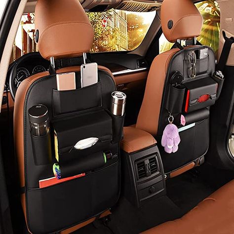 Amazon.com: 2 Pack PU Leather Premium Car SeatBack Organizer Travel Accessories Car Seat Back Organizer Seat Protector Kick mats Back seat Protector and Cup Holder Holder Universal Use Seat Covers Black : Automotive Seat Back Organizer, Backseat Organizer, Best Car Seats, Backseat Car Organizer, Car Seat Organizer, Car Seat Protector, Leather Car Seats, Storage Bags Organization, Seat Storage